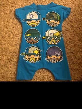 Tony Hawk Bright Blue Graphic Kids One-Piece Romper